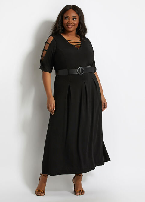 Tall Belted Cutout Maxi Dress, Black image number 2