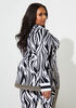 Zebra Print Stretch Knit Shirt, Black White image number 1