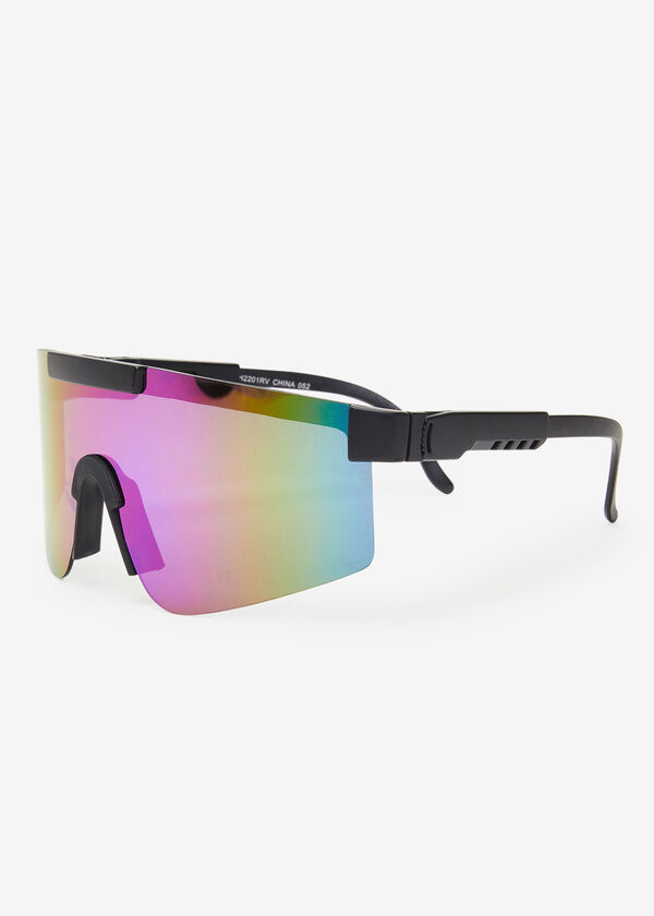 Rimless Shield Wrap Sunglasses, Purple image number 1