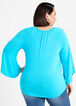 Ruffle Ring Neck Peasant Top, SCUBA BLUE image number 1