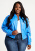 Faux Leather Bomber Jacket, Strong Blue image number 0