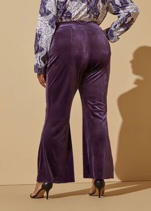 Velvet Flared Pants, Purple image number 1
