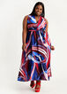 Belted Abstract Wrap Maxi Dress, Multi image number 0