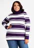 Stripe Rib Knit Turtleneck Sweater, Acai image number 0
