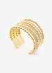 Gold Tone Crystal Layered Cuff, Gold image number 0