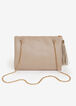 Pearl Embellished Convertible Bag, Beige Khaki image number 1