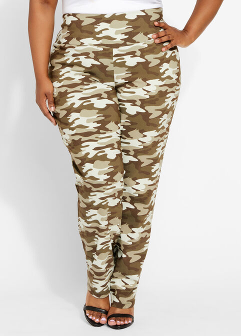 Camo Pull On Ankle Skinny Pant, Olive image number 0