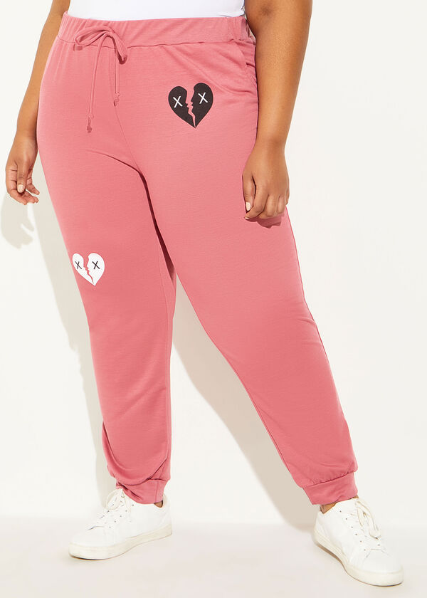 Heart French Terry Joggers, Mauve image number 2