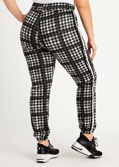 Houndstooth Athleisure Joggers, Black Combo image number 1