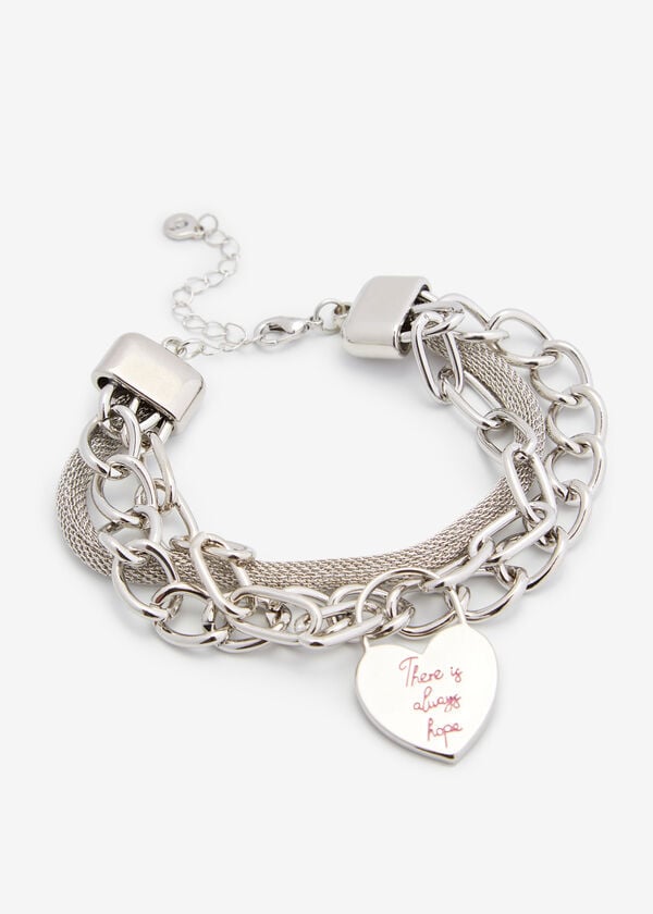 Layered Hope Charm Bracelet, Silver image number 0
