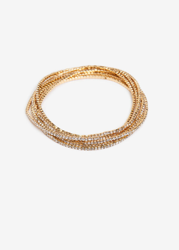Gold Tone Crystal Bracelet Set, Gold image number 0