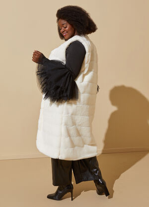 Faux Fur Vest, Ivory image number 1