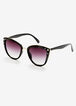 Black Rhinestone Cateye Sunglasses, Black image number 1
