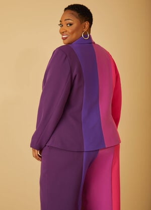 Colorblocked Blazer, Pink Peacock image number 1
