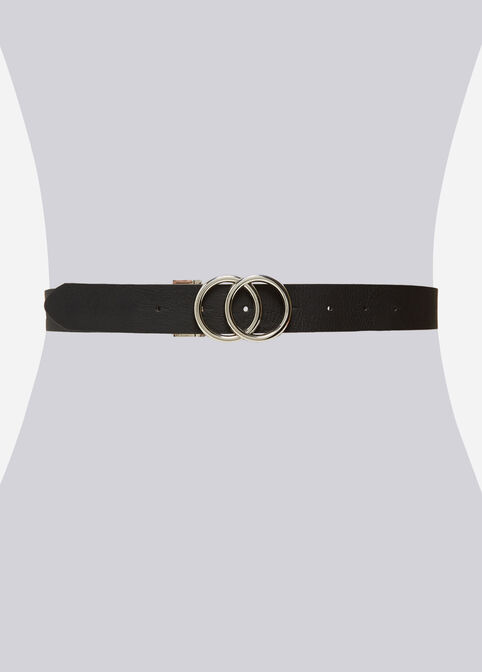 Reversible Faux Leather Belt, Black White image number 0