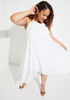Chain Trimmed Crepe Midi Dress, White image number 2