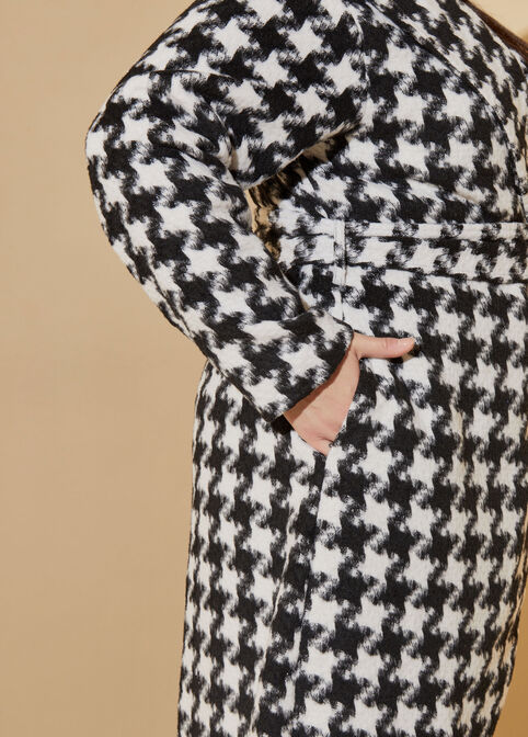 Houndstooth Faux Wool Coat, Black White image number 2