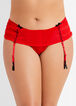 Crotchless Garter Thong Panty, Red image number 0