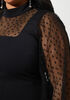 Dotted Mesh Paneled Dress, Black image number 3