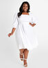 Cotton Fit n Flare Dress, White image number 0