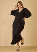 Stretch Knit Maxi Wrap Dress, Black image number 3