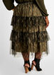 Camo Tiered High Waist Mesh Skirt, Military Olive image number 1