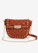 Studded Quilted Faux Leather Bag, Cognac image number 0
