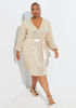 Sequined Mesh Wrap Dress, Gold image number 0