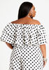 Dot Ruffle Off The Shoulder Blouse, Black White image number 1