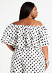 Dot Ruffle Off The Shoulder Blouse, Black White image number 1