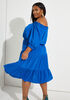 Textured Off The Shoulder Dress, Lapis Blue image number 1