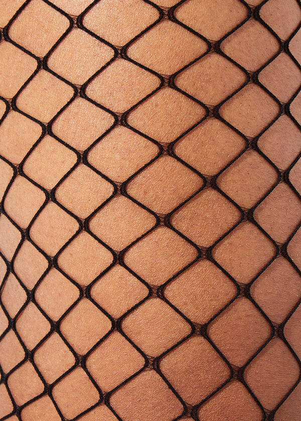 Fishnet Footed Tights, Black image number 1