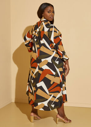 Abstract Print Midaxi Shirtdress, Multi image number 1