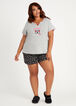 Rene Rofe Rose Pajama Shorts Set, Heather Grey image number 0