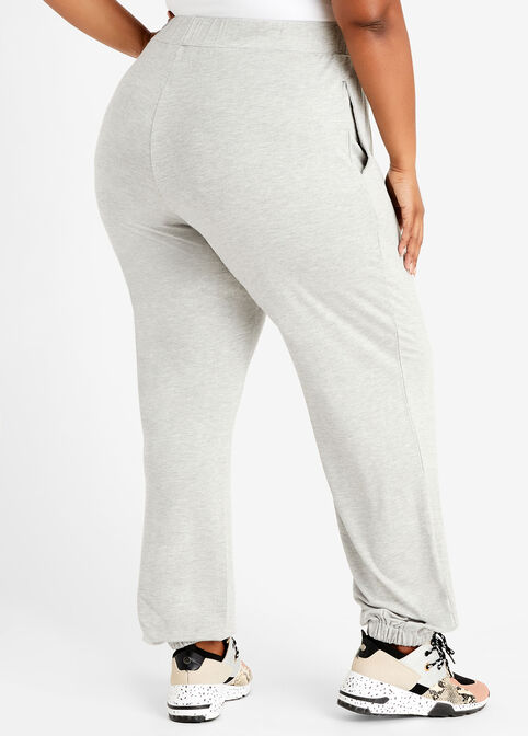 Lace Up Terry Athleisure Joggers, Heather Grey image number 1
