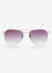 Silver & White Aviator Sunglasses, Silver image number 0