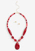 Bead Teardrop Pendant Necklace Set, Sangria image number 0