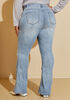 Distressed Paneled Bootcut Jeans, Denim Blue image number 1