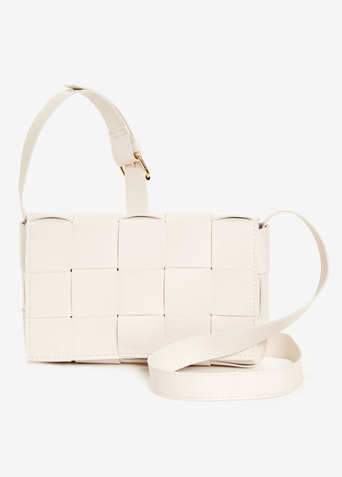Basketweave Faux Leather Crossbody, Off White image number 0
