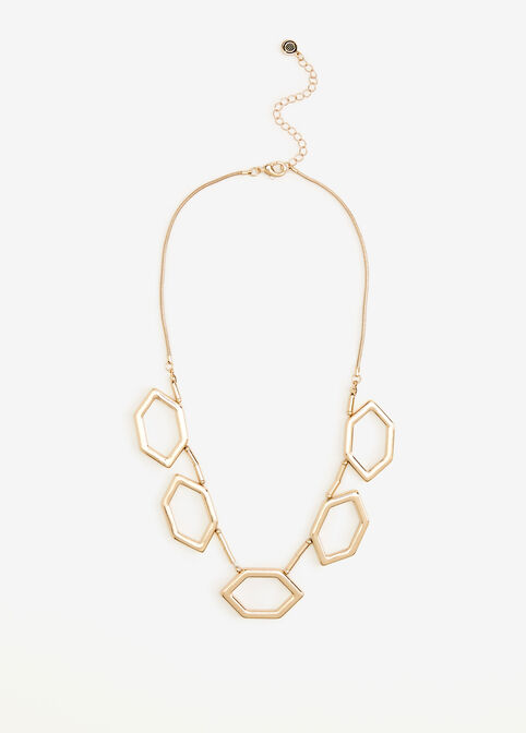 Gold Geo Chain Link Necklace, Gold image number 0