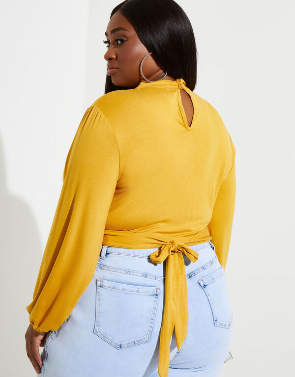 Cutout Belted Crop Top, Gold image number 1