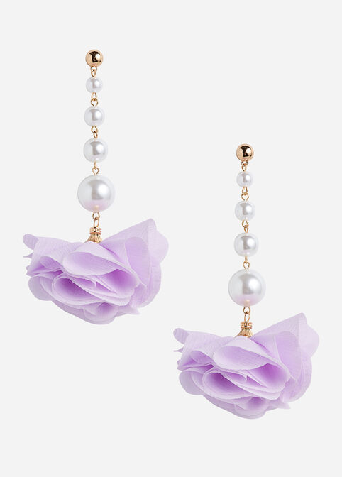 Pearls & Petals Drop Earrings, Viola image number 0