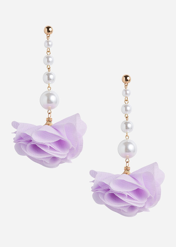 Statement Jewelry Pearl & Petal Drop Earrings
