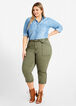 Belted Twill High Waist Crop Pant, Olive image number 2