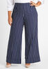 Stripe Cuffed Wide Leg Pants, Navy image number 0