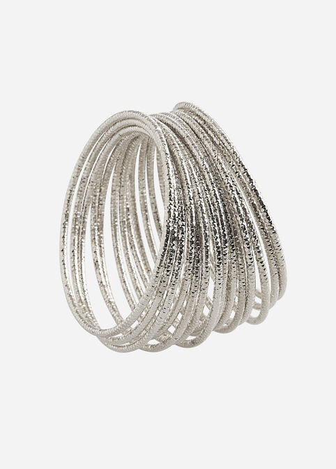 15 Piece Silver Casted Bangle Set, Silver image number 0