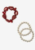 Beaded Stretch Bracelet Set, Burgundy image number 0
