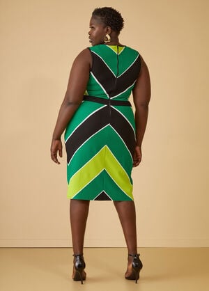 Striped Textured Sheath Dress, LIME PUNCH image number 1