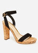 Trendy Faux Suede Leather Crossover Ankle Strap Cork High Heel Sandals image number 0