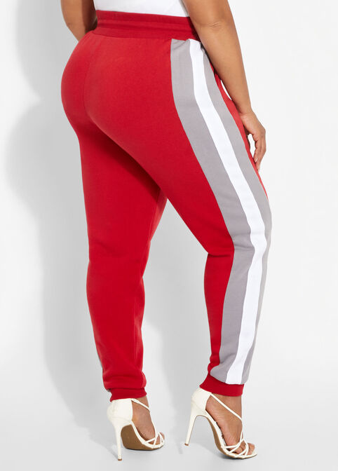 Colorblock Drawstring Joggers, Jester Red image number 1